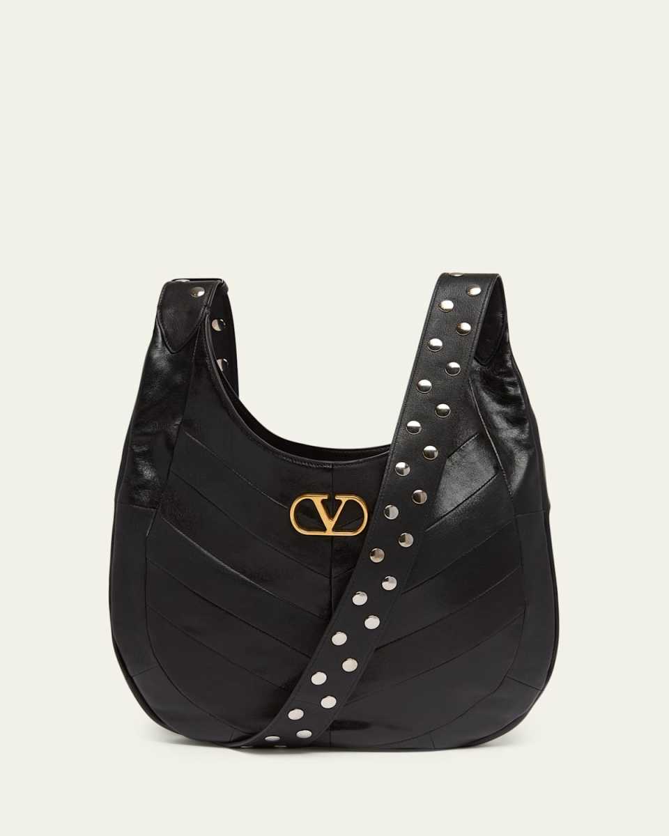 Hoboho Studded Patchwork Leather Hobo Bag
